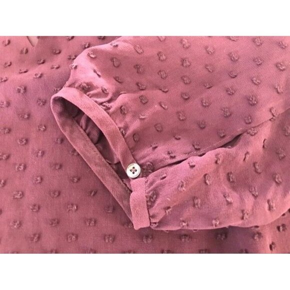 ARITZIA BABATON Augustus Silk Blend Top Blouse Size Small Burgundy Swiss Dots - Picture 6 of 9